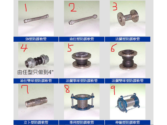 各式防震軟管